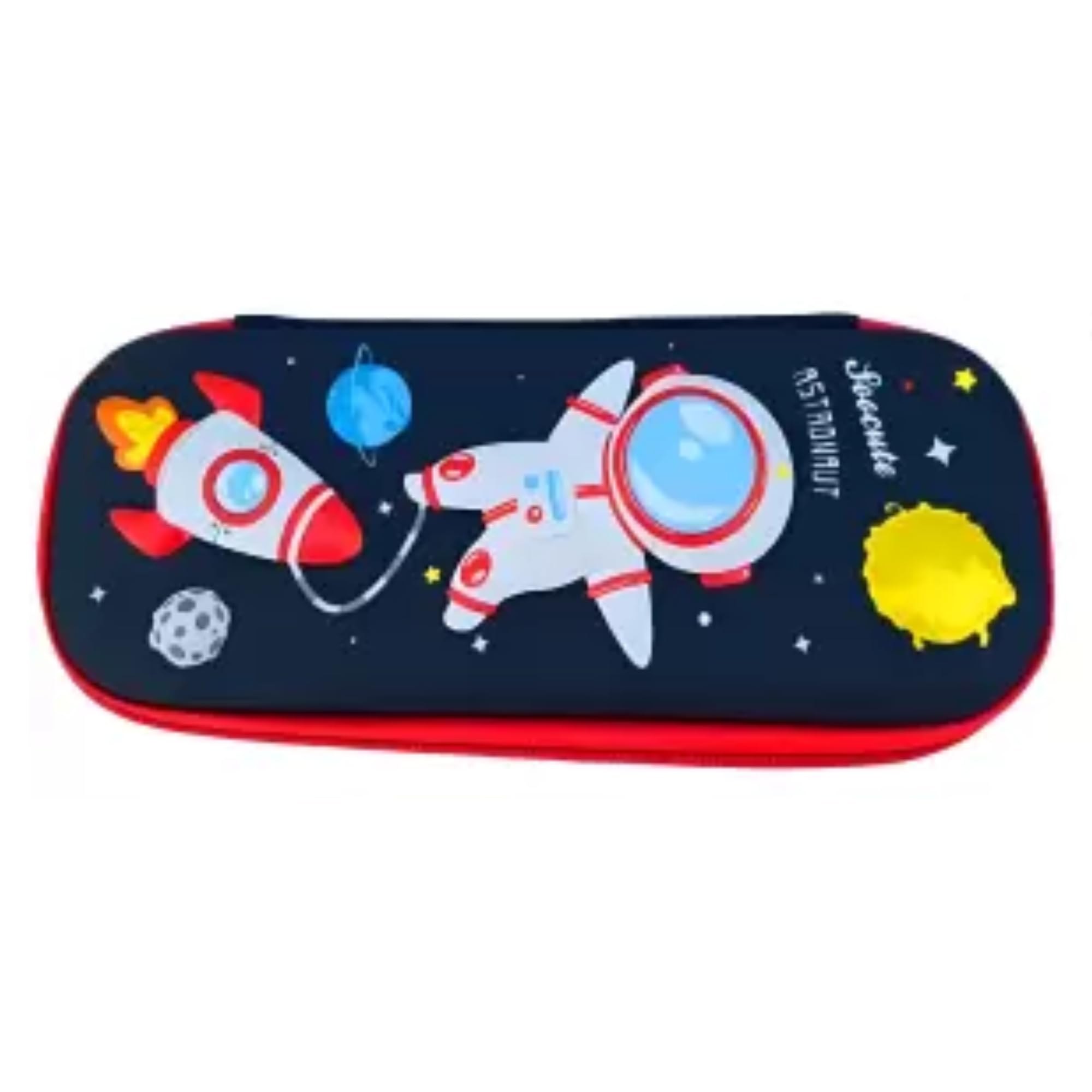 AirSky Geometry Small EVA Pencil Case - Panda Theme Pink | School Pencil Cases for Boys and Girls | Birthday Gifts for Boys and Girls | Hardtop Pencil Cases for Boys and Girls Pack of 1 (Astronaut)