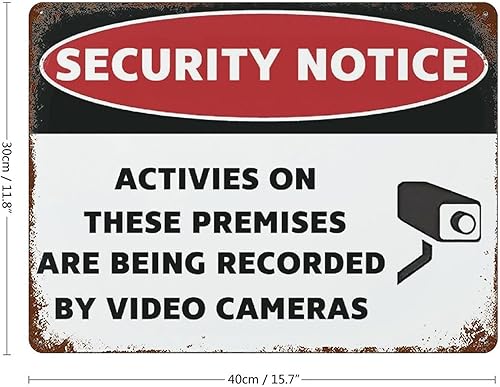 Miniatura 2 de Carteles de aluminio de seguridad para actividades en las instalaciones grabadas por cámaras de video, 12 x 16 pulgadas, cartel de metal