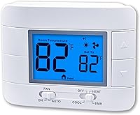Mroinge M721 Non-Programmable Heat Pump Thermostat 2H/1C - Large LCD Temp/Humidity Display, Easy Install for Seniors