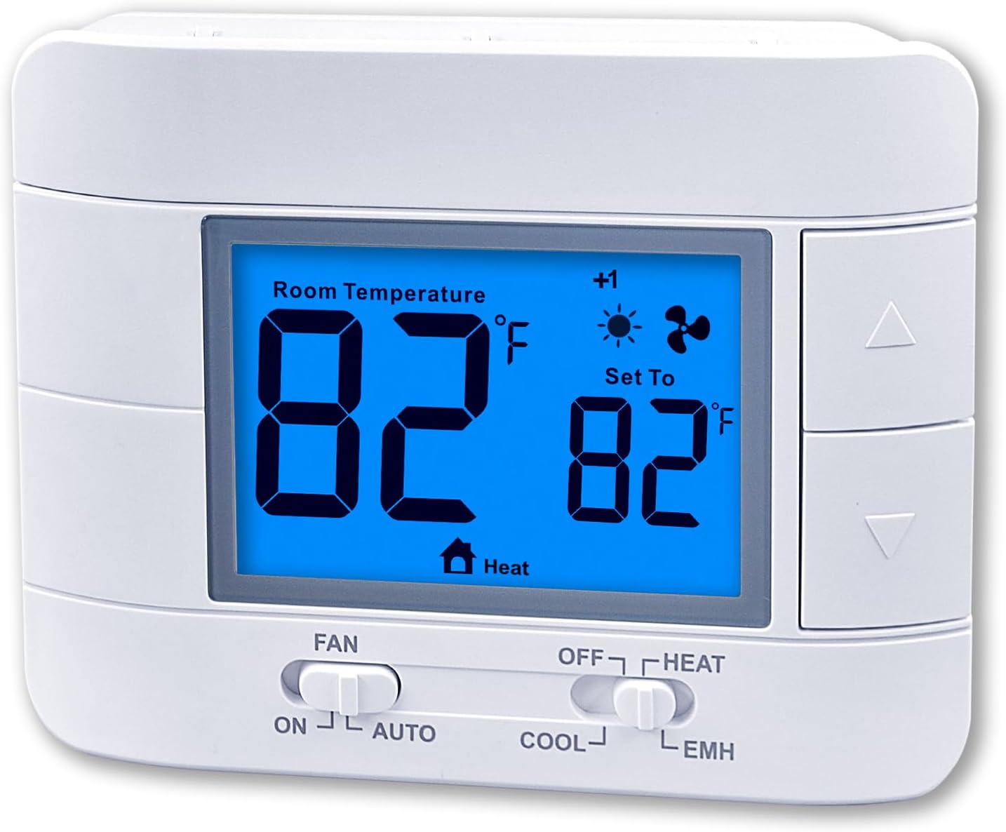 Non Programmable Heat Pump Thermostat for House 2H/1C, with Large LCD Display of Room Temperature and Humidity