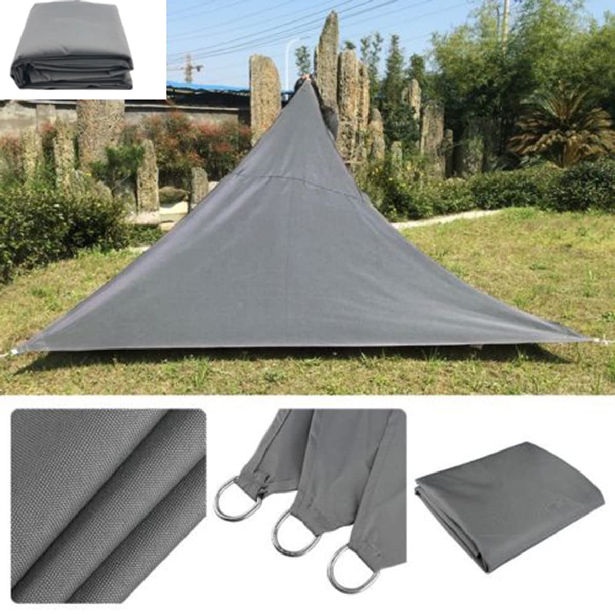 ECYC Ltd 11.5' x 11.5' x 11.5' Waterproof Polyester Sun Shade Sail Triangle Outdoor Sail Awning Shade Shelter Canopy UV Resistant Shade Sail Canopy Awning Fabric for Patio Garden Backyard Carport