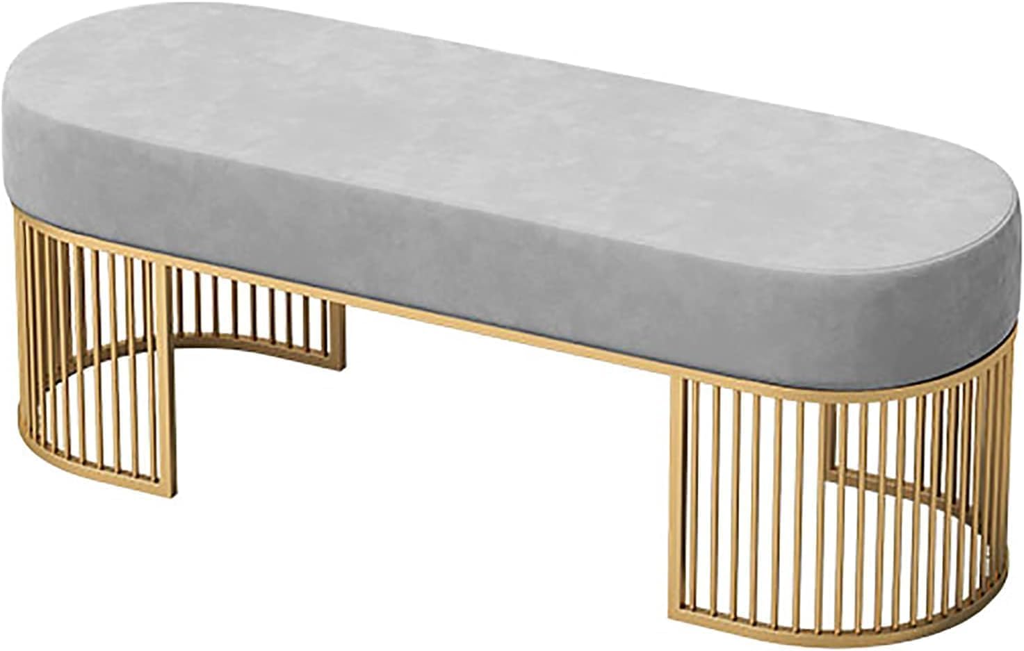 Velvet Upholstered Ottoman Shoe Rack Seat with Golden Base Entryway Shoe Storage Bench Organizer,Elegant Ladies Vanity Stool Multifunction Luxury Sofa Bench [Gray]