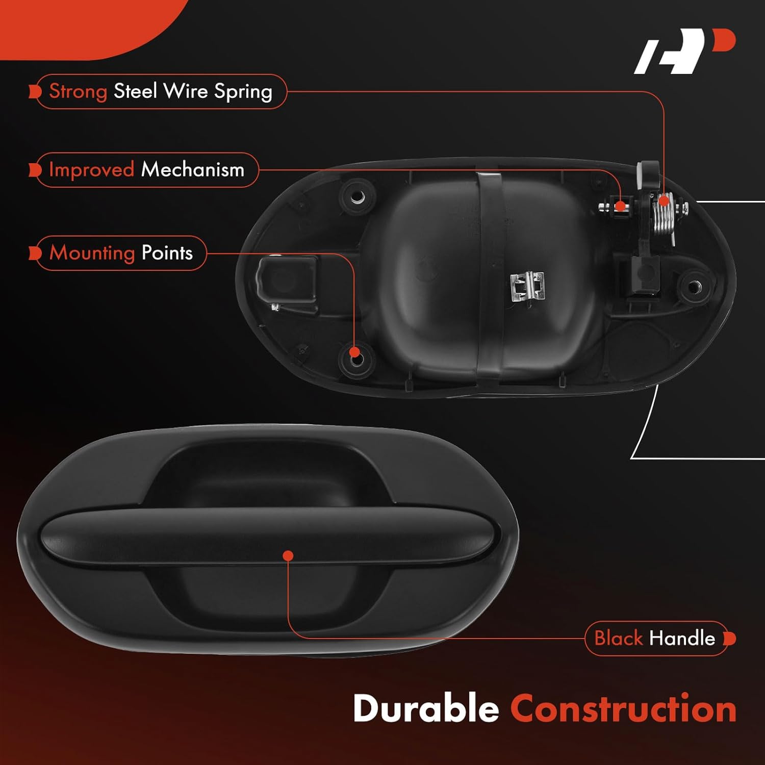 A-Premium Rear Right Passenger Side Exterior Sliding Door Handle Compatible with Honda Odyssey 1999-2004, Textured Black, Replace# 72640-S0X-A01