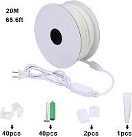 BENLUN 20m IP65 Vízálló COB LED Szalag 3000K Meleg Fehér - Kültéri Flexibilis Vágható 220V Világítás EU Csatlakozóval, Építkezéshez, Hálószo 8