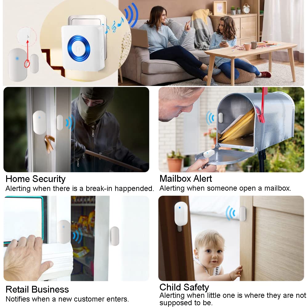 Alarmas de puerta para pacientes con demencia, seguridad para niños, seguridad en el hogar, alarma con sensor de puerta para ancianos, negocios, hogar, tienda, buzón (1 sensor, 1 receptor) 3