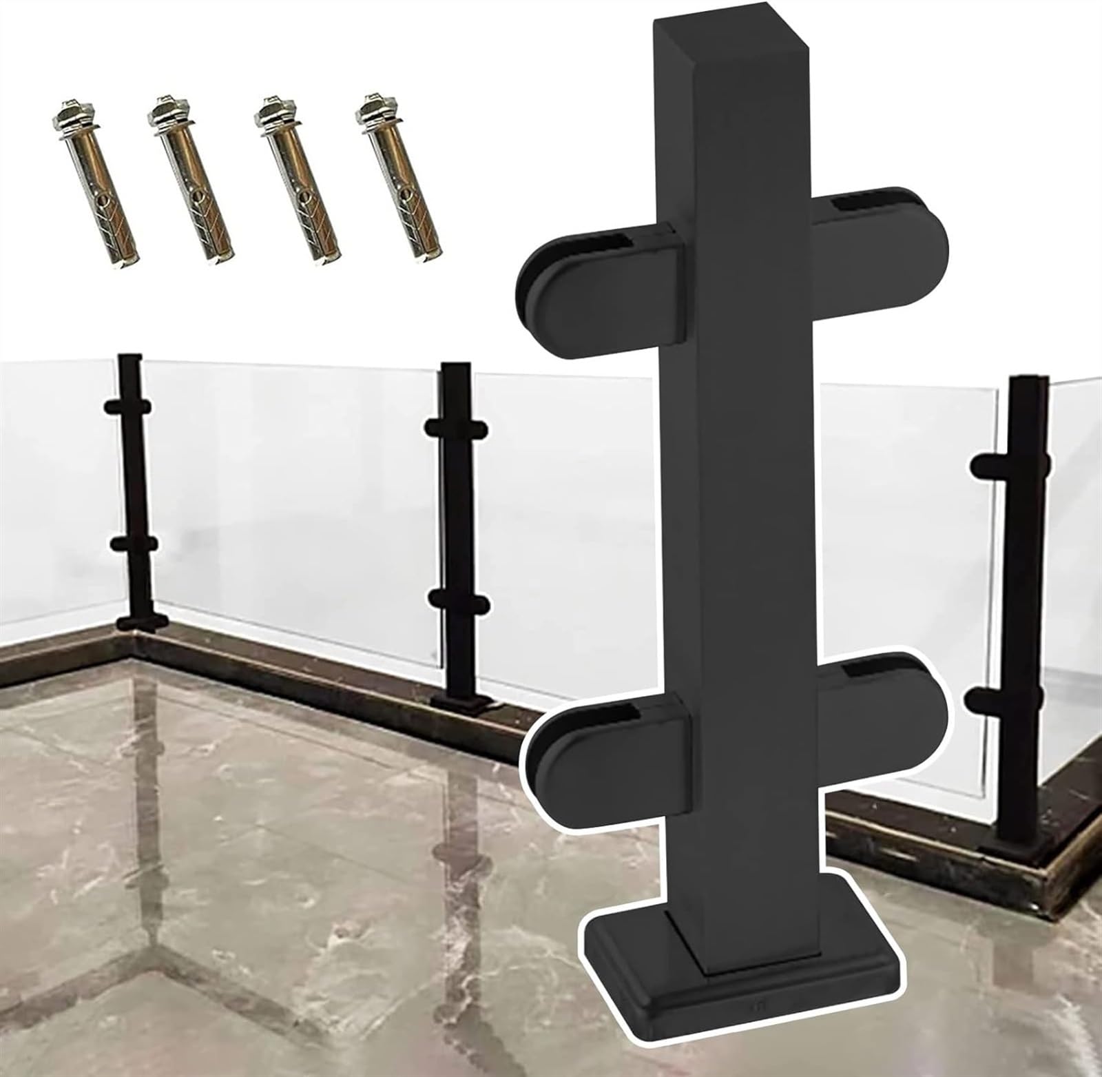 Poteaux de balustrade en verre de 105cm avec pinces pour panneau sol