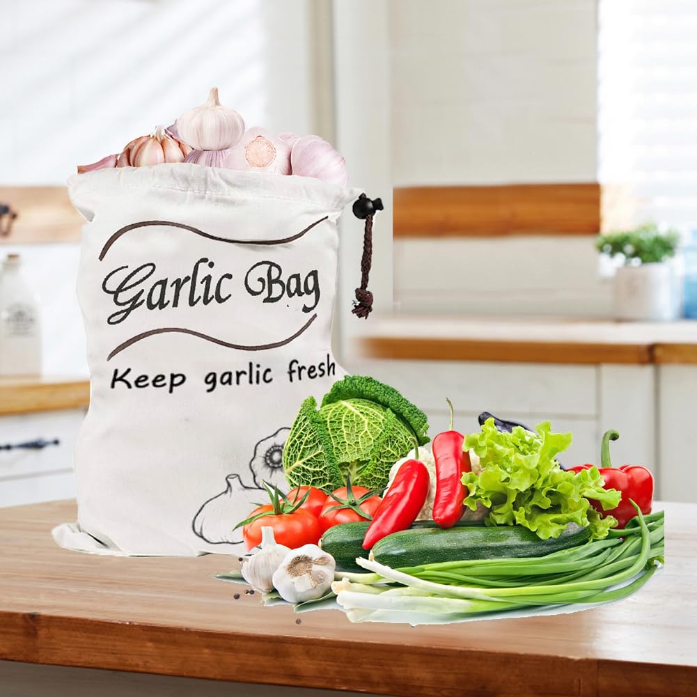Kartoffel Zwiebel Aufbewahrung Sack, Baumwolle Knoblauch Kartoffelsack Klein mit Seitlichem Reißverschluss Aufbewahrung Zwiebeln Kartoffeln für die Aufbewahrung Frisch Halten 3pcs (26*35cm) Küche, Haushalt & Wohnen
