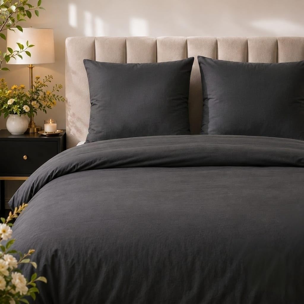 Set copripiumino matrimoniale 3 pz BOSALONI HOME - Grigio Antracite