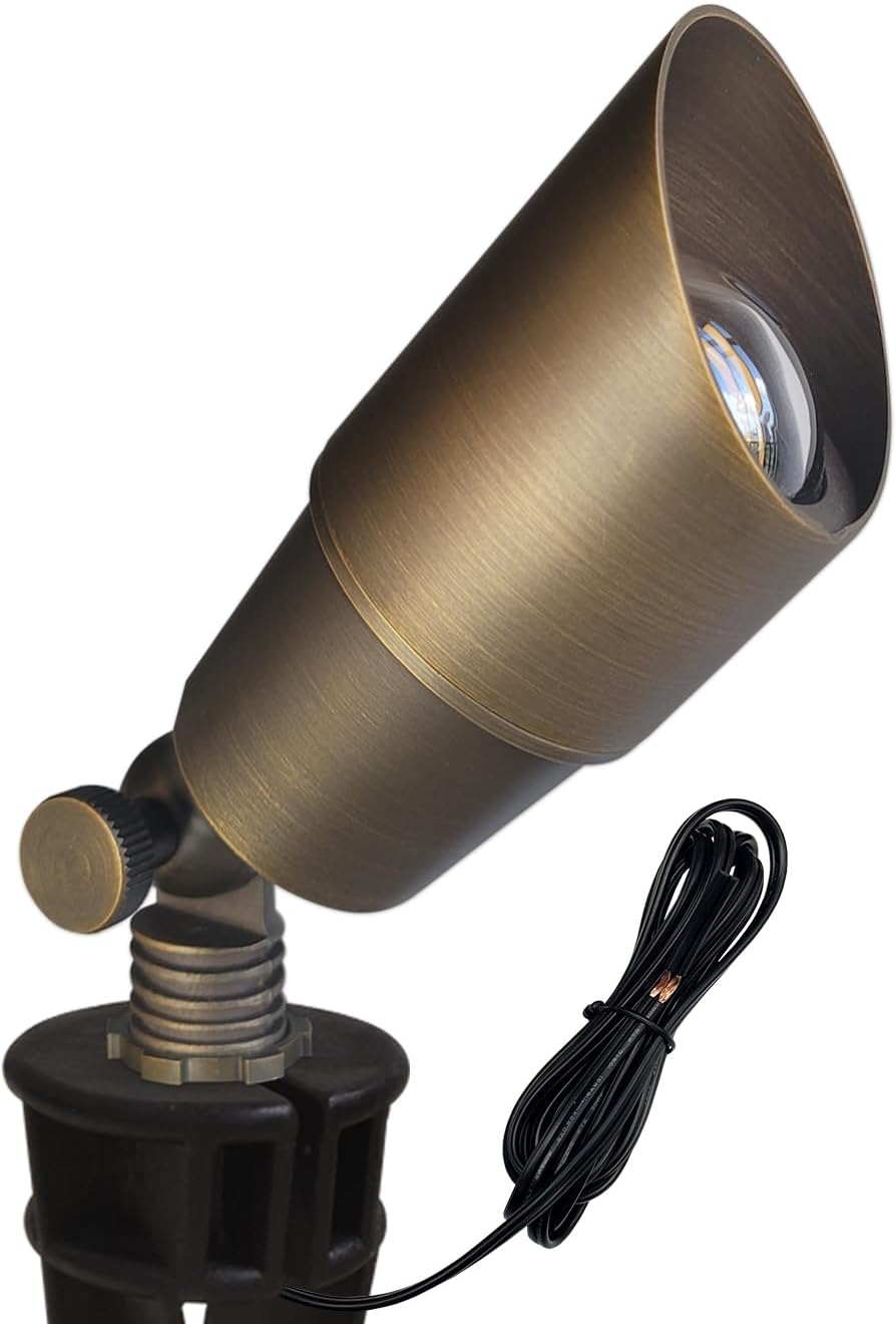 COLOER Die-cast Brass Low Voltage Spotlight, Outdoor Spot Lights for Yard,12V AC/DC LED Landscape Lighting Fixture, Directional Garden Patio Spot Up Light(Bronze, 1-Pack Without Bulb,101B)
