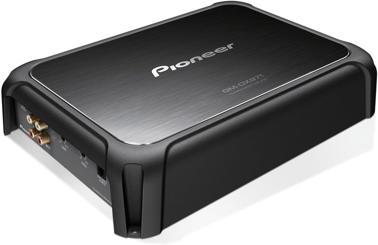 GM-DX971 - Powerhouse Amplifier with 2,400 Watts, Class-D Technology, 1-Channel, Variable Low-Pass Filter, Compact Design, and Remote Bass Boost Control