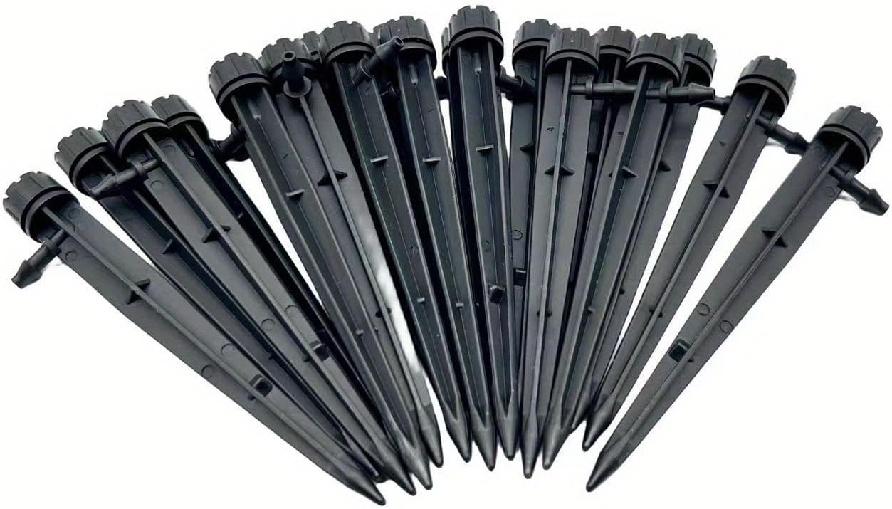 100PCS Black Drip Emitters for 4mm / 7mm Tube, Adjustable 360 Degree Water Flow Drip Irrigation System for Watering System.