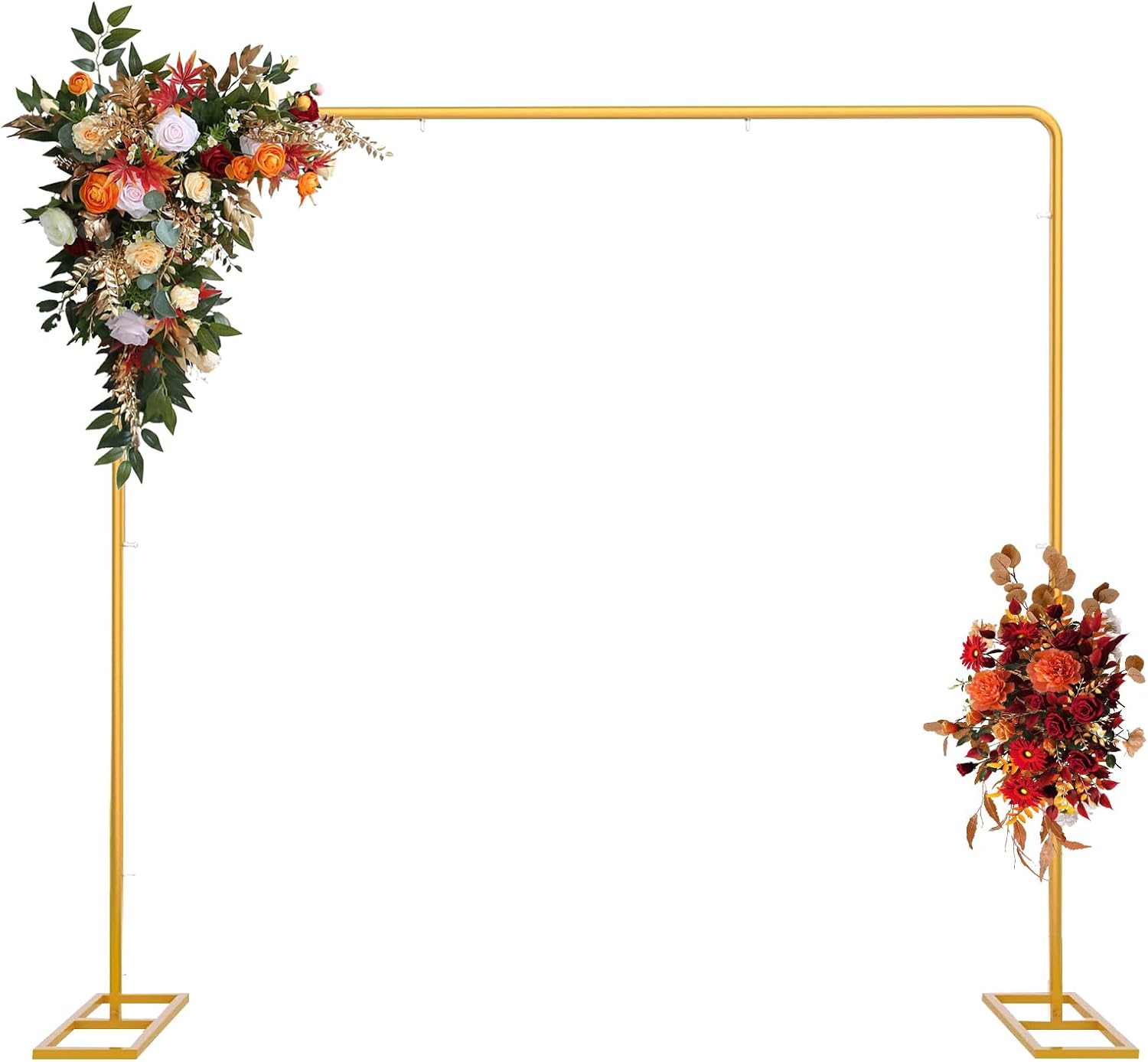 Wedding Square Backdrop Stand,Wedding Arches for Ceremony Square Metal Balloon Arch Stand Garden Arbor Frame for Wedding Birthday Party Baby Background Decoration,6.6FTx6.6FT Gold