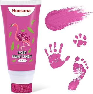 Baby Hand and Footprint Ink with Sponge Head, Baby Safe Paint, 1.69 fl oz Non-Toxic and Washable, Dog Safe Paint for Paws Suitable for Babies and Pets, Newborn Memento, New Mom Gifts, Pink