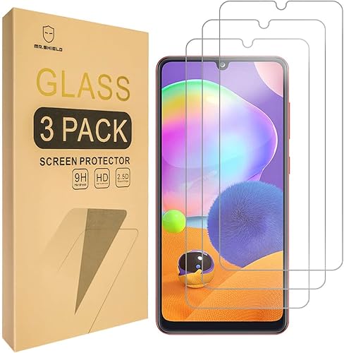 Miniatura 1 de Mr.Shield Paquete de 3 Diseñado para Samsung Galaxy A31 vidrio templado Vidrio japonés con dureza 9H Protector de pantalla con reemplazo de por vida