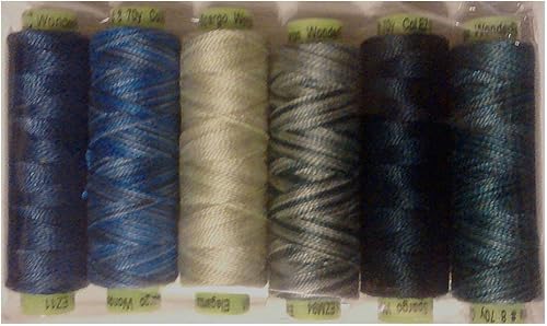 Sue Spargo Eleganza #8 Perle, seis carretes de algodón pulido de 70 yardas para bordar (11 - mares ásperos)