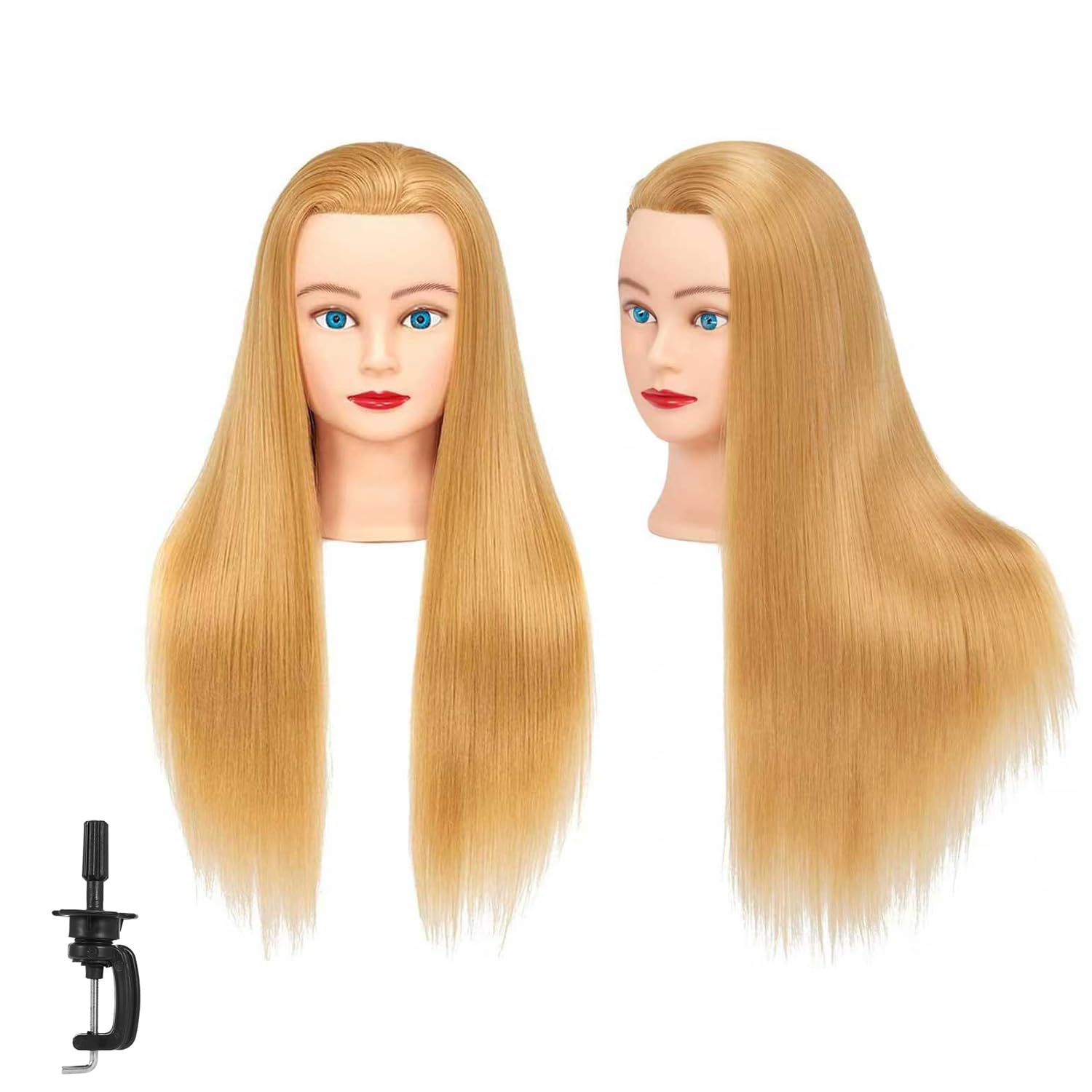 Headstar Mannequin Head 26-28" Synthetic Fiber Manikin for Hairdresser Styling Training - Cosmetology Practice Cutting Model With Free Clamp Stand