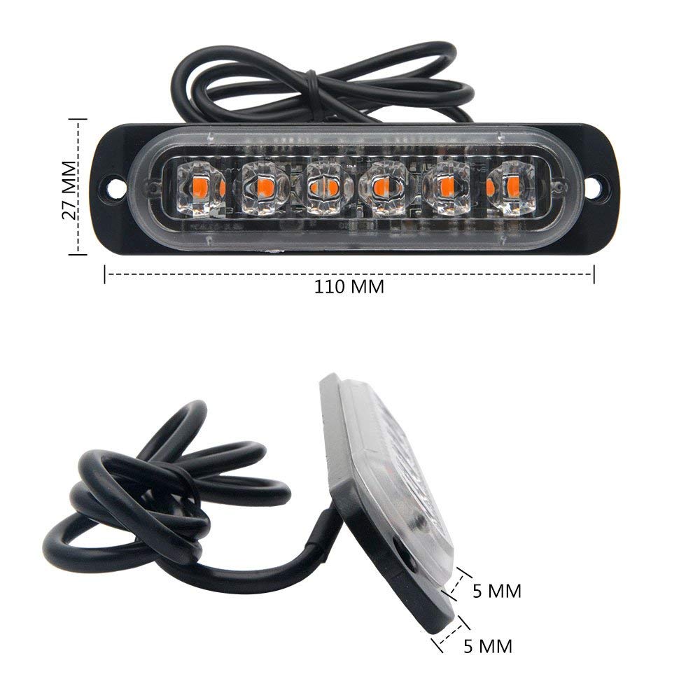6 x Baceyong awaryjne kierunkowskazy LED, 6 x bursztynowe kierunkowskazy LED, 12/24 V, do samochodu