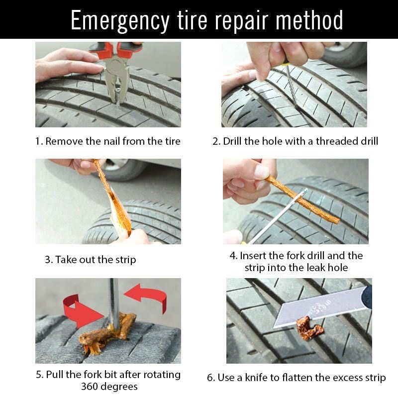 Kit Réparation Pneu Voiture Fonyiunce - Urgence Crevaison Portable Pour Tous Véhicules - Outils Complet
