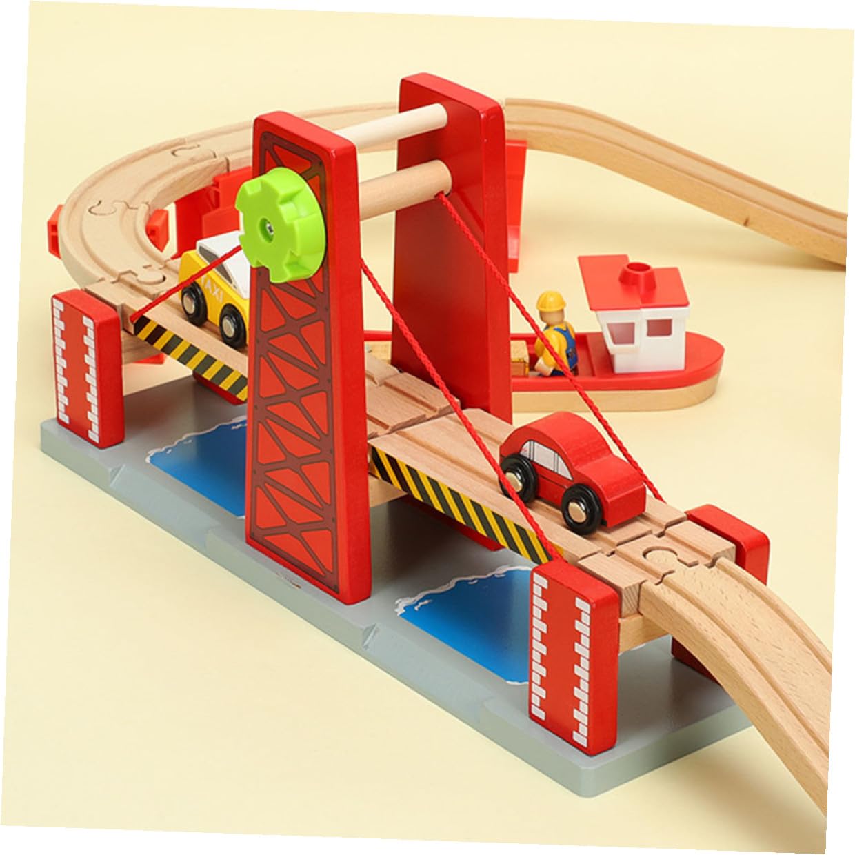 Eisenbahnbrücke Rot 1 Satz Kunststoff Holz für Kleinkinder | Selbstgemacht Spielzeug mit Zugbrücke, Easy To Build Track, Weihnachten und Feiertage
