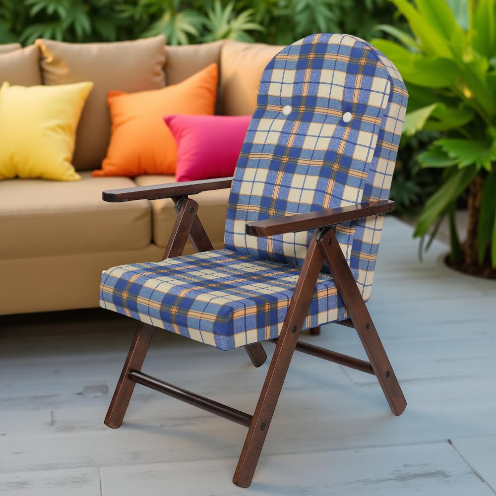 Poltrona Relax Imbottita 4 Posizioni 147x65x16 cm - Regolabile, Reclinabile, Poggioli, Tessuto, Soggiorno, Riposo, Casa, Esterno, Veranda - Struttura in Legno di Faggio
