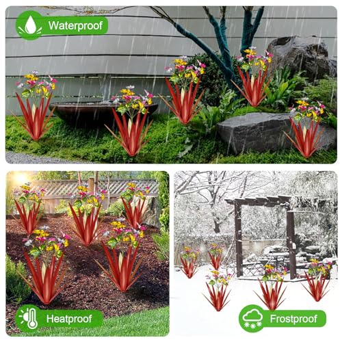 Image of TOMBABY Garden Outdoor Butterfly Enlarge Thickened Wind Resistant Metal Agave Garden Art Metal Plant Country Sculpture Statue Decorations Ornaments Artificial Waterproof Butterflies(red 2pcs)
