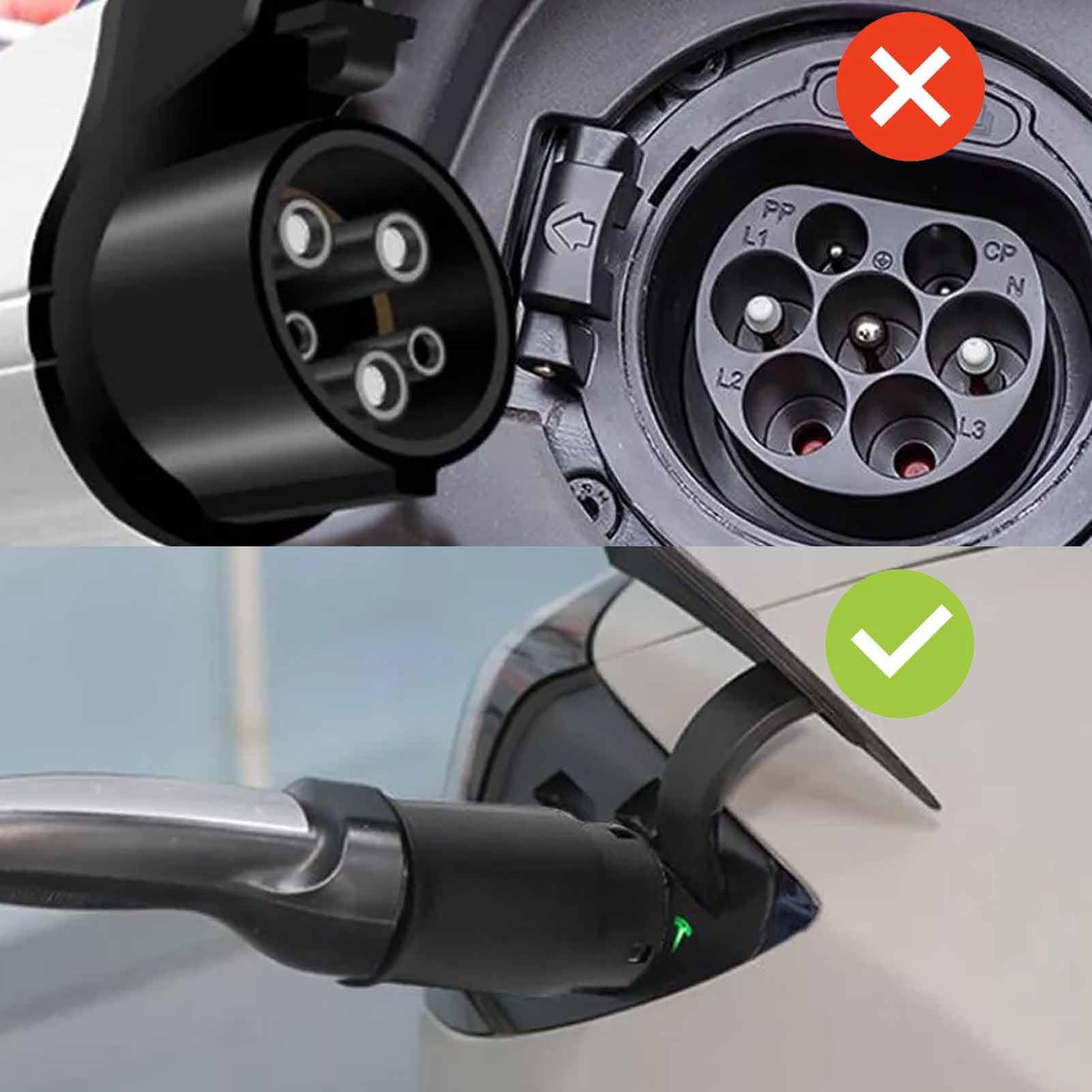 Przenośny Adapter ładowania EV Typ 1 do Typu 2, 7,2 KW 16a 32a, 240 V z oceną ochronną IP54, Konwersja Pojazdu Elektrycznego