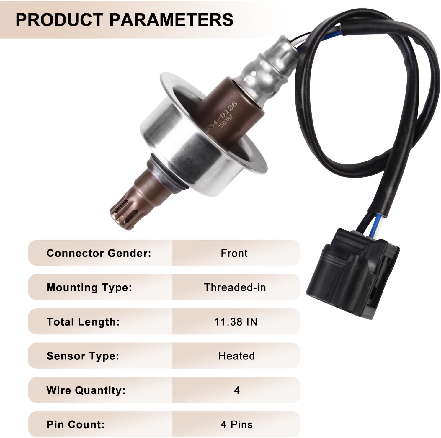 Oxygen Sensor Upstream 234-9126 O2 Sensor Fits for Honda Civic DX LX EX Coupe 2-Door 2006 1.8L L4, for Honda Civic DX EX EXS LX LXS Sedan 4-Door 2006 1.8L L4 Replace 2349126