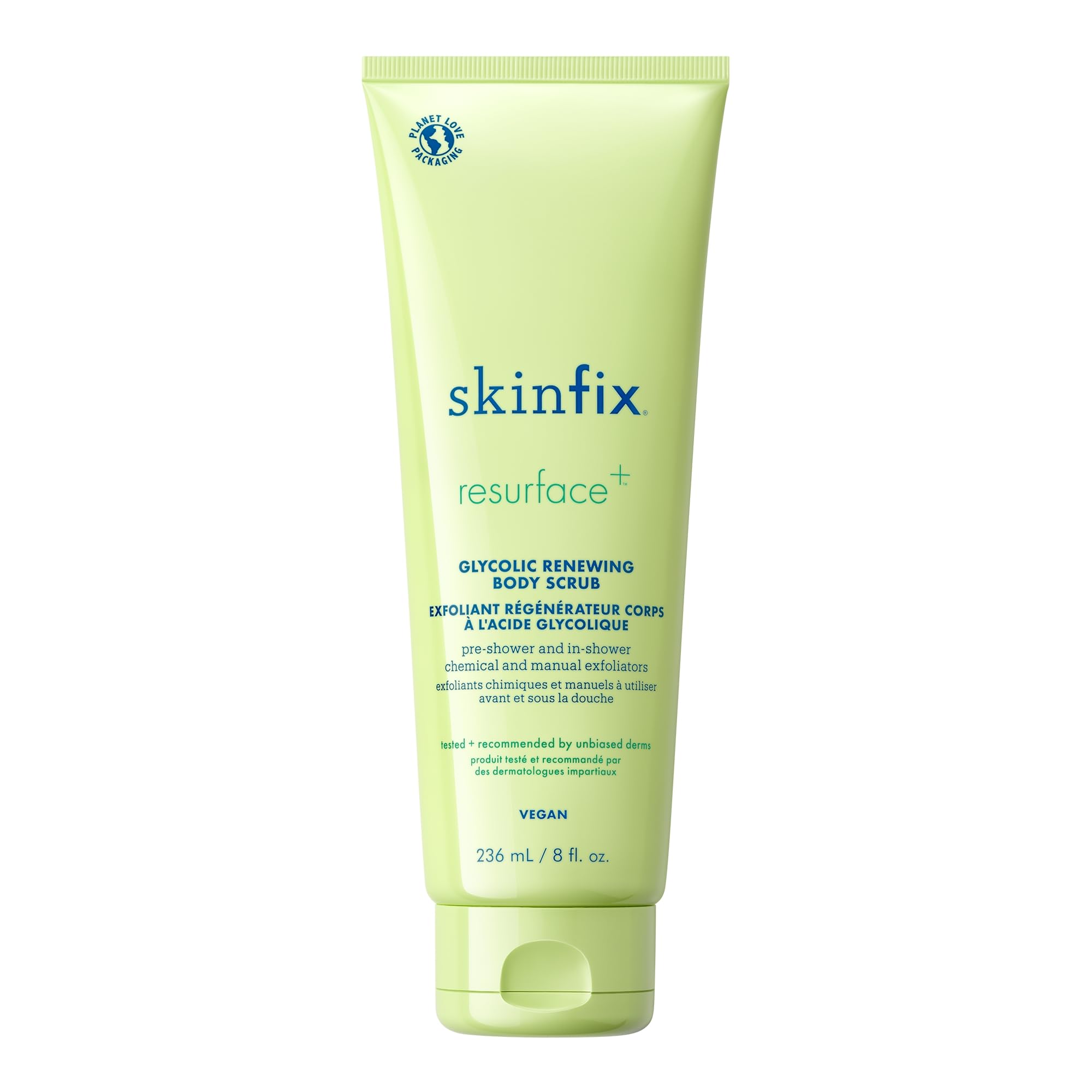 Skinfix Glycolic Renewing Scrub - 8 oz - Dual-Action Exfoliating Body Treatment with Lactic Acid - Smooths Rough Patches, Removes Flakes & Improves Skin Texture - Vegan, Cruelty Free