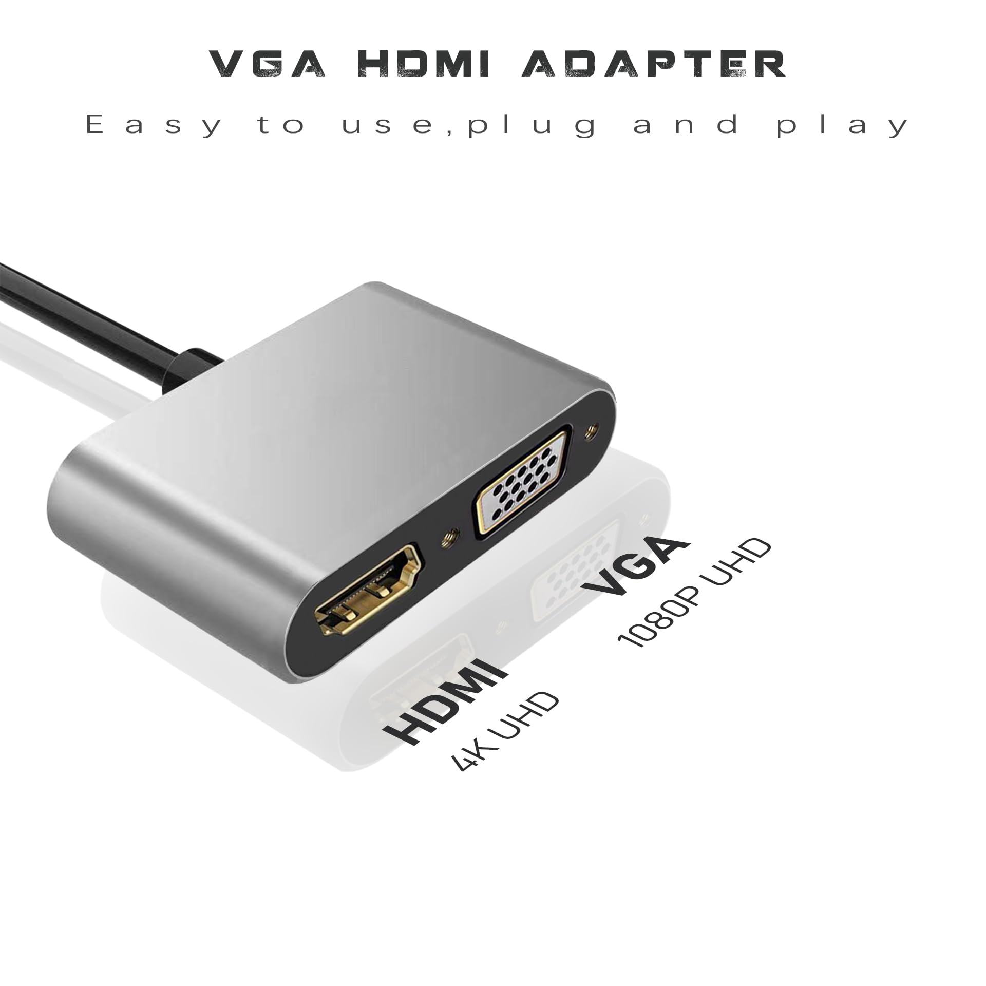 USB C To HDMI VGA Adapter For Monitor, USBC Laptop