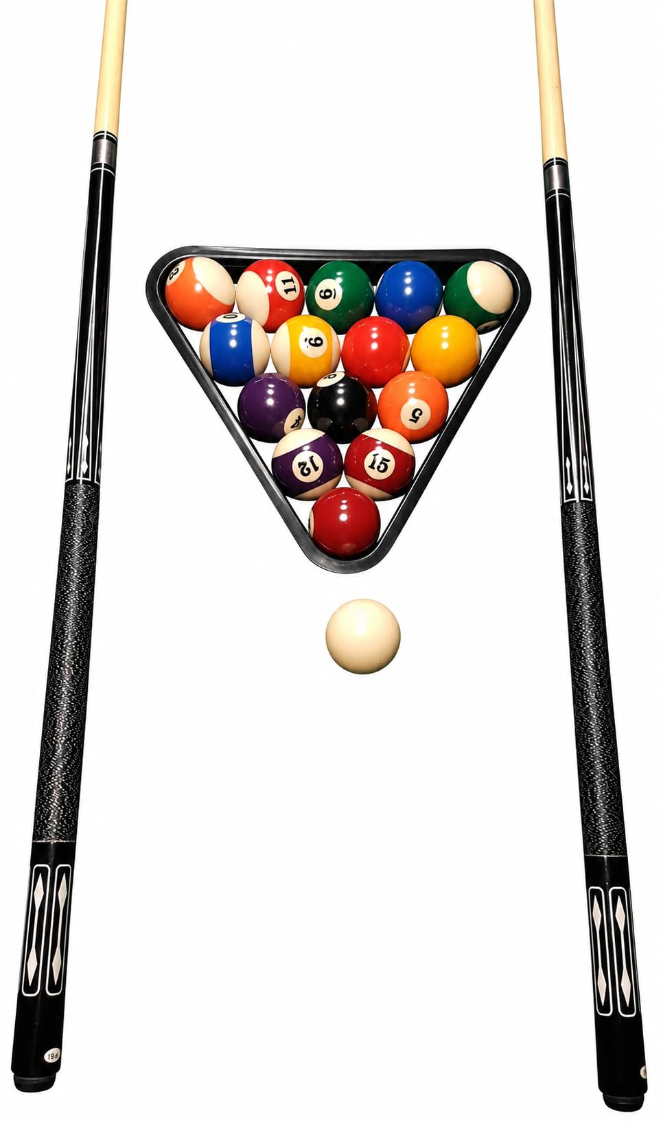 John West Billard Set mit 2 JW-2 Queues, 57 mm Poolbillardkugeln | Triangel enthalten, Für Hobbyraum, Für Verein, Komplettes Set