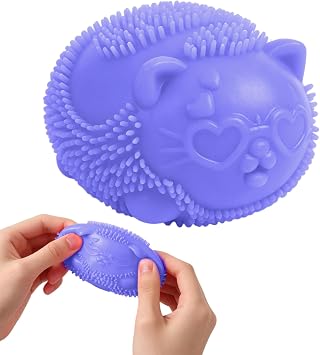 Cool Cat Squeeze Squishy, Wild Cats Fuzz Ball Sensory Squeeze Toy, Slow Rise Sensory Fidget Balls, Anxiety Slow Rising Squishy Fidget Toy, Suitable for Relieving Stress or as a Gift Purple