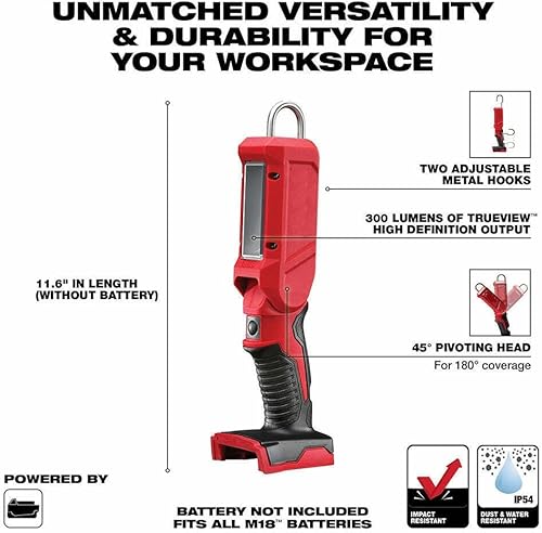 Miniatura 6 de Hejctze Luz de trabajo LED inalámbrica, luz de búsqueda compacta portátil inalámbrica, luz puntual, luz de flash, luz de búsqueda M18, linterna M18,