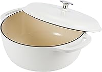 Vista 3 de Yaxa Basics - Olla de horno holandés de hierro fundido esmaltado con tapa, redonda, asas duales, resistente, mediana, 6 cuartos de galón