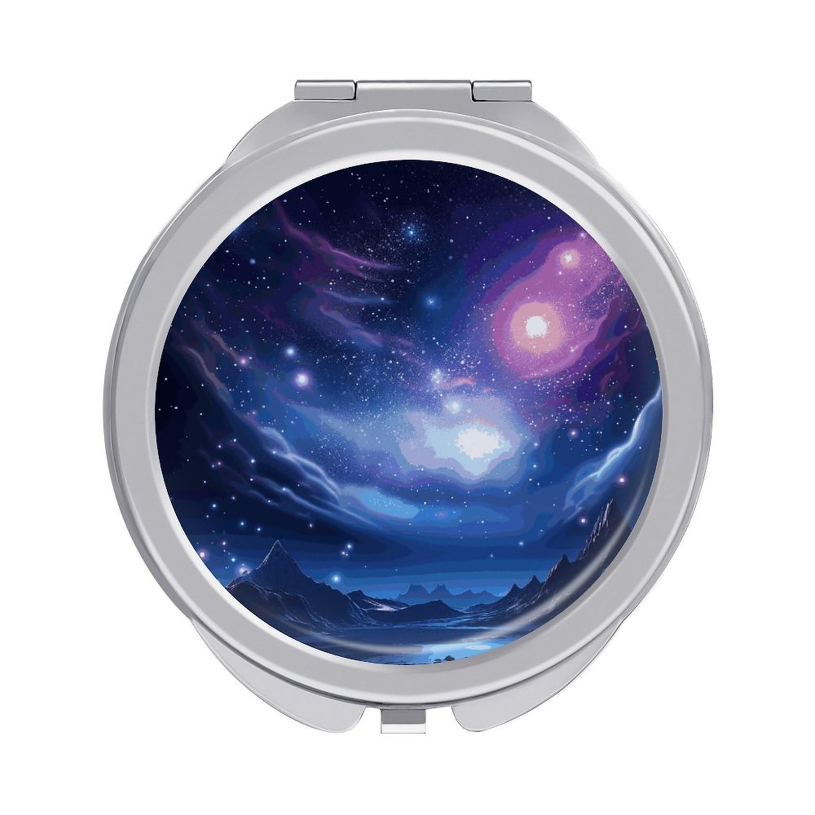 Fekiloot Style Mysterious Stars Travel Makeup Mirror Handheld Compact Mirror Portable Pocket Mirror Double-Sided 1X/2X Magnifying For Handbag And Purses