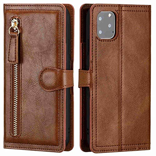 Étui portefeuille iPhone XS Max marron avec housse de support en cuir
