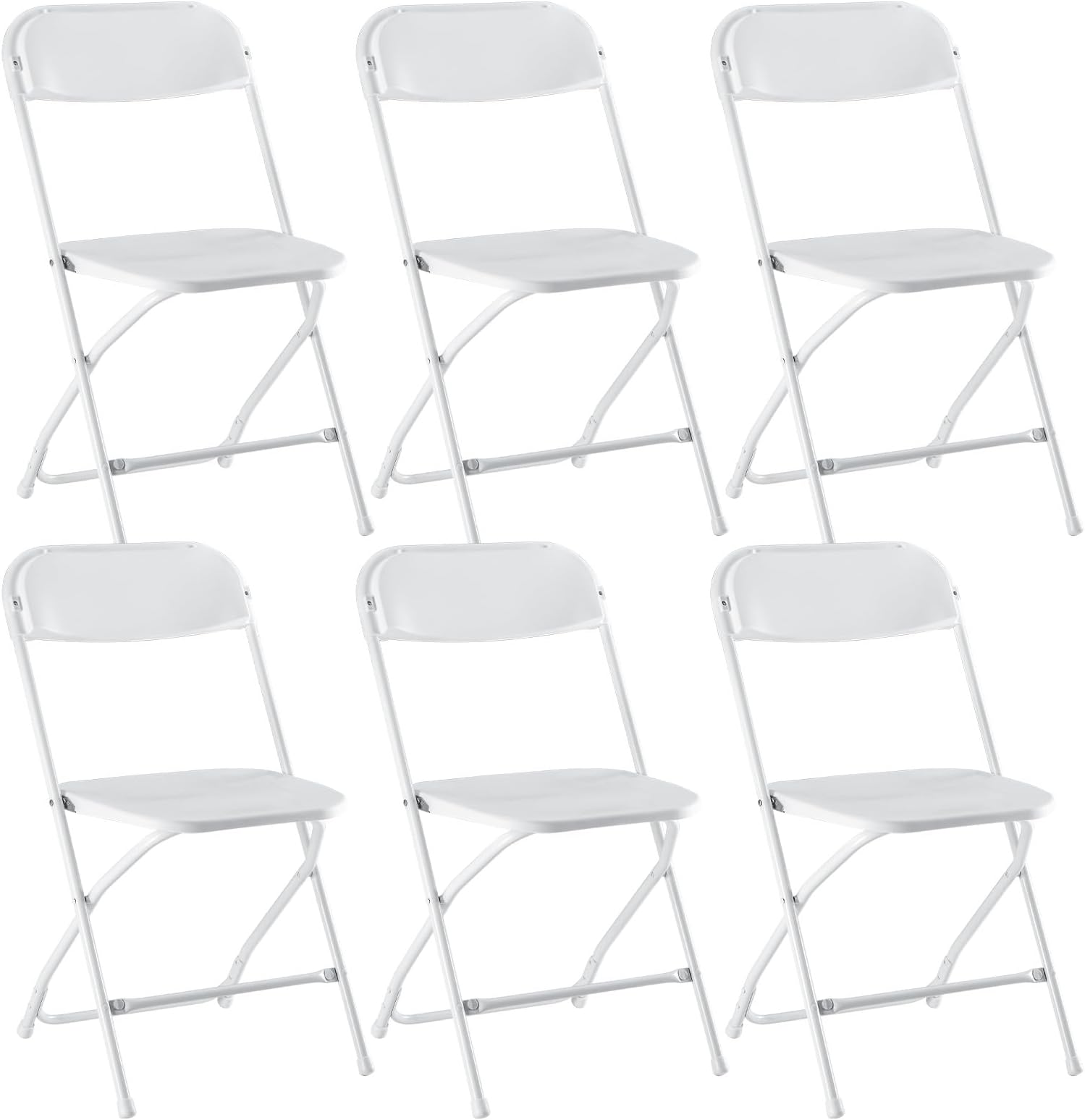 DUMOS Folding Chairs Sets of 6, 330lbs Capacity Plastic Stackable Home Office Chair, Portable Fold Up for Indoor Outdoor, Patio, Camping, Garden, Party (White)