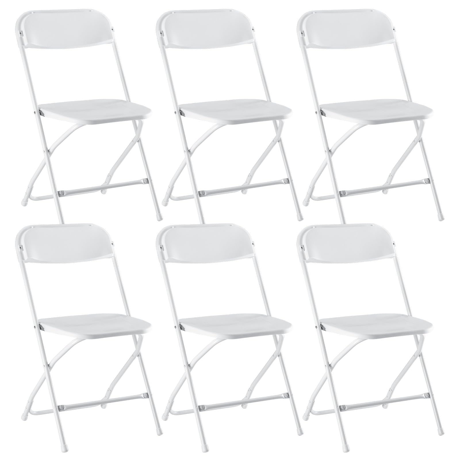 DUMOS Folding Chairs Sets of 6, 330lbs Capacity Plastic Stackable Home Office Chair, Portable Fold Up for Indoor Outdoor, Patio, Camping, Garden, Party (White)