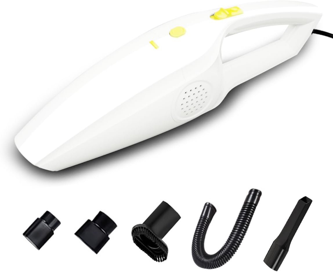 Car Vacuum Cleaner - Tcisa 12V 106W Wet Dry Portable Handheld Auto Hand Vacuum with 16.4FT Power Cord, White