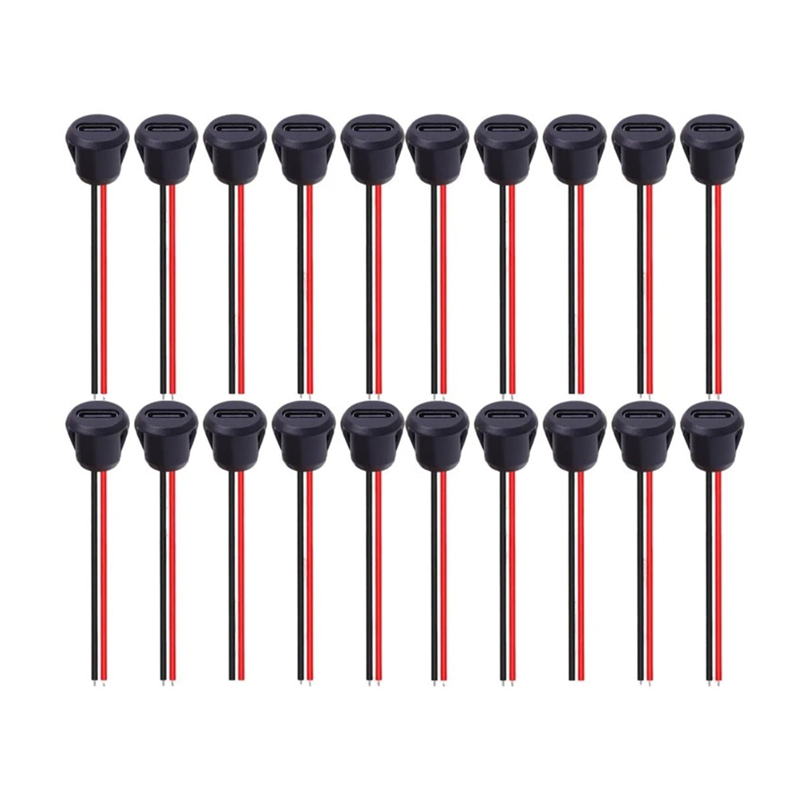 Złącze USB C żeńskie 2 piny, wodoodporne złącze do szybkiego ładowania (20 szt. czerwone)