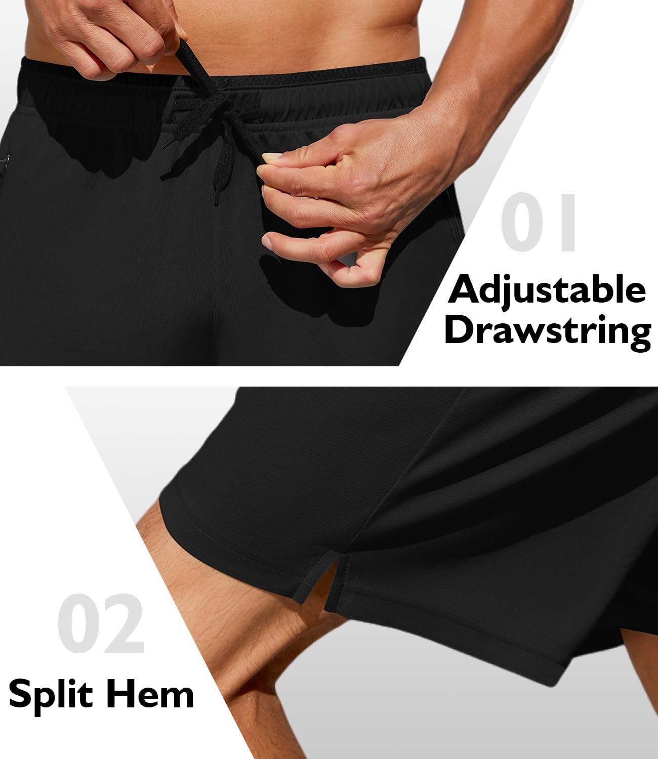 PINSPARK Men's Athletic Running Shorts 7" Mesh Quick Dry Workout Shorts with Zipper Pockets Lightweight Gym Shorts - Image 5