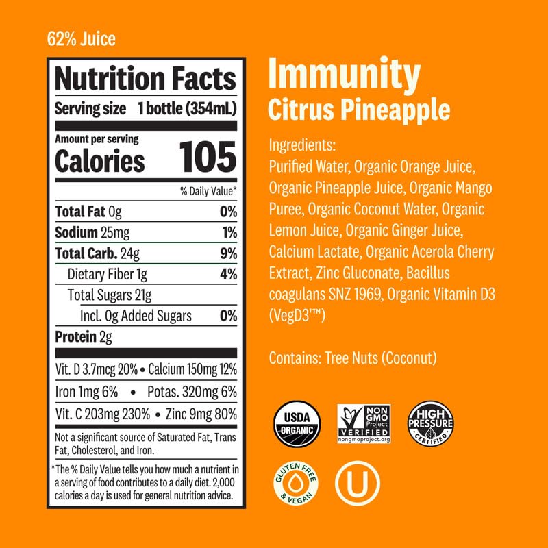 Image of Suja Organic Immunity Shots Variety Pack | 10 Immunity Original, 6 Citrus Immunity, and 10 Immunity Elderberry | Plant-Based & Gluten-Free (2 fl oz Shots /Pack of 20, 12 fl oz Juices /Pack of 6)
