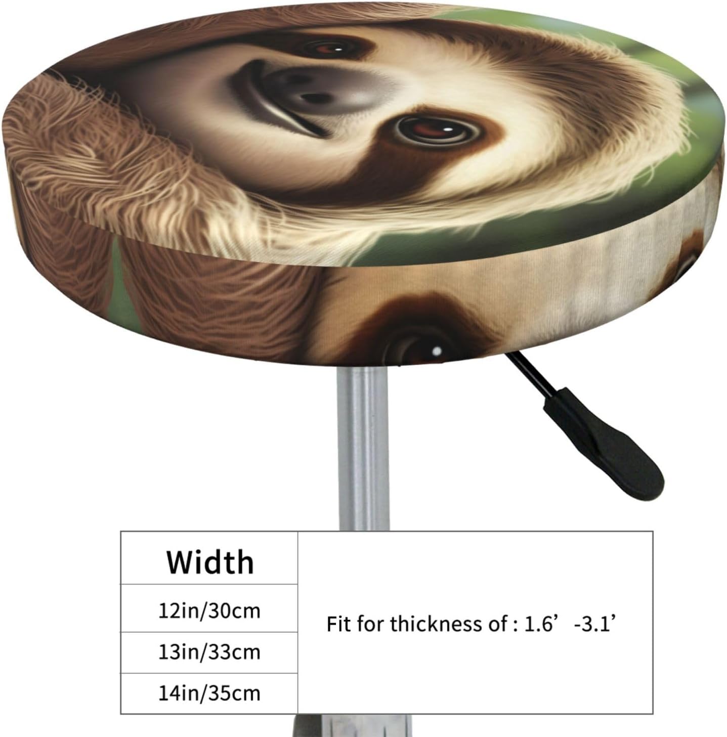 Bar Stool Cover Round Elastic Stool Cushion Covers Cute Sloth Bar Chair Cover Washable Stool Cushion Slipcover Stretch Stool Seat Covers for 12-14 Inch Chair