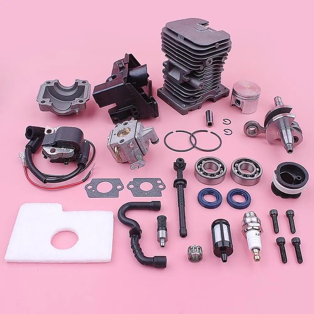 Kit de Bobina de Encendido de cigüeñal de Cilindro de 38mm, for MS180 018 1130 020 1208 W, Sello de Aceite de pistón, válvula de Aguja de admisión Kits de pistones de Cilindro de Motosierra