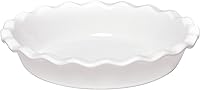 Emile Henry 9-Inch White Pie Dish - Made in France Burgundy Clay, Superior Heat Retention, Oven-to-Table Safe