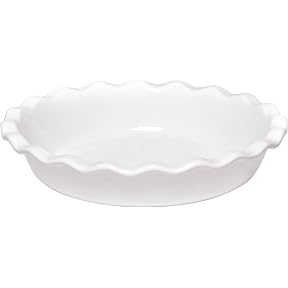 Emile Henry Made in France Ceramic Deep Tart/Flan/Pie Dish. 9.5" -1.2qt, Cedar Green