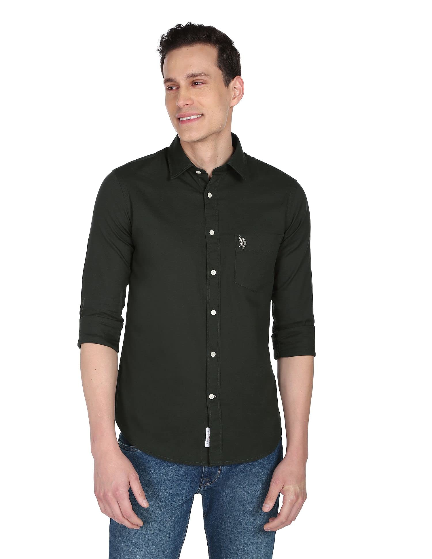 U.S. POLO ASSN. Mens Solid Regular Fit Shirt (USSHTFX0004_Dark Green (B0BJ235KDW) Amazon Price History, Amazon Price Tracker