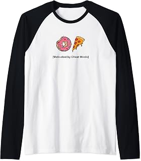 Motivated By Cheat Meals Funny Cute Workout Fitness Raglan Baseball Tee