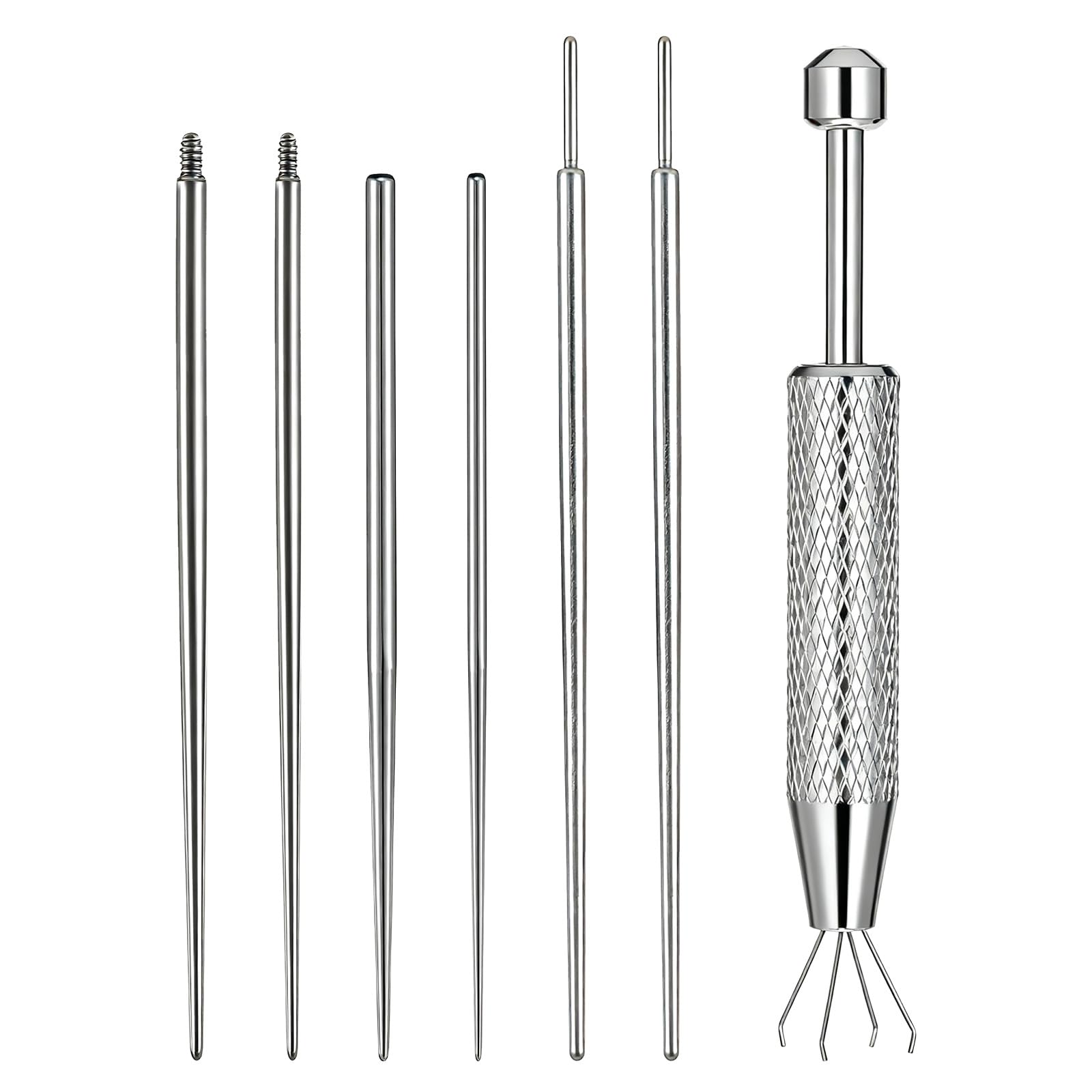 Zestaw narzędzi do piercingu kulkowego, 16G, 18G, bez gwintu, gwint wewnętrzny, gwint zewnętrzny, ze stali nierdzewnej, płaskie tylne kolczyki, narzędzie do wkładania, zakrzywione kolczyki do ciała