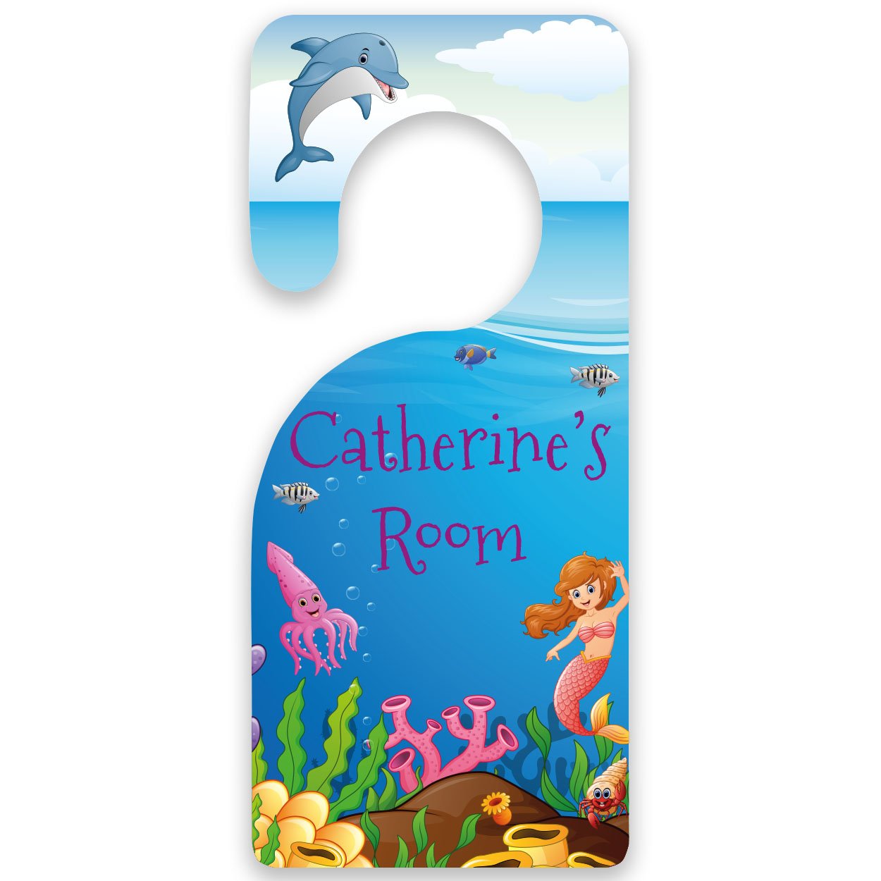 Paper Themes Door Signs for Kids bedroom Door Personalised Door Hangers - Mermaids