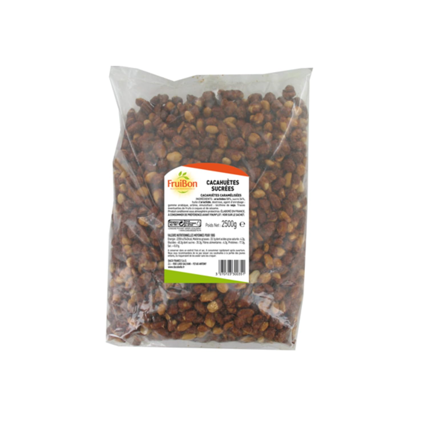FRUIBON Arachidi zuccherate 2,5 kg – Arachidi ricoperte, croccanti e golose – Snack dolce per l'aperitivo, una pausa golosa e da condividere